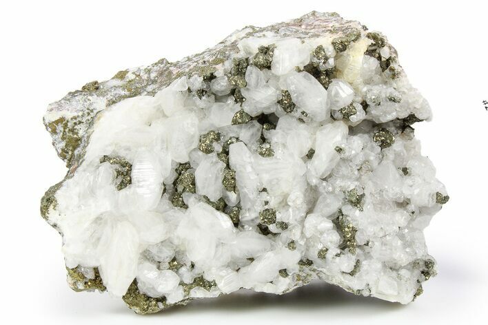 Tiny Pyrite Clusters on Calcite - Fluorescent! #256416